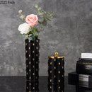 Axyaa Gold Spike Ceramic Vase Fake Flowers Modern Home Decor