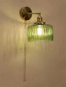Axyaa Art Deco LED Wall Lamp with Pull Switch, Nordic Design Glass Interior Light