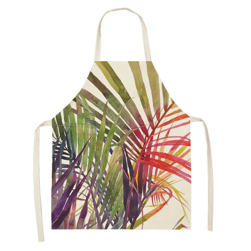 Axyaa Large Leaves Kitchen Ladies' Apron - Tropical Plants Design