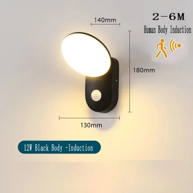 Axyaa Outdoor Sensor Wall Light: Modern, Waterproof Aluminum Design for Garden, Patio, Balcony