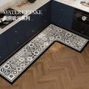 Axyaa Retro Floral Pattern Kitchen Carpet - Non-slip Waterproof Rug
