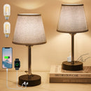 Axyaa 3 Way Dimmable Touch Control Bedside Lamp with USB and Type-C Ports