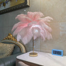 Axyaa Rechargeable Ostrich Feather Table Lamp: Nordic Romantic Night Light for Cozy Bedroom