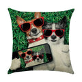 Cute Dog Watercolor Linen Cushion Cover 45*45cm - Axyaa