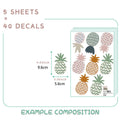Axyaa Boho Pink Pineapple Papaya Wall Stickers for Kids Room Decor