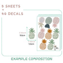Axyaa Boho Pink Pineapple Papaya Wall Stickers for Kids Room Decor