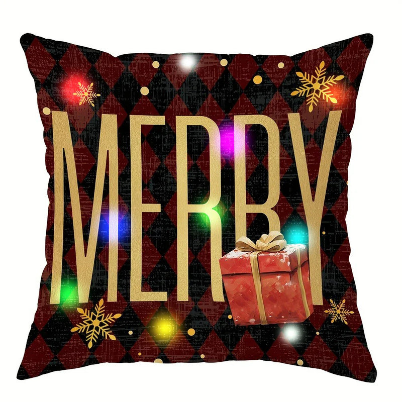 Axyaa Black Santa Claus LED Light Pillowcase for Merry Christmas Party Home Decor