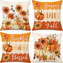 Velvet Autumn Pillow Covers, Maple Leaf & Floral Pumpkin Designs, Farmhouse Decor