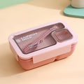 Axyaa 4-Grid Leakproof Bento Lunch Box with Tableware - Portable and Microwave-Safe