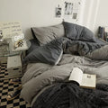 Axyaa Double Washed Cotton Bedding 4pc Set - High Quality Solid Color Premium Bed Linen