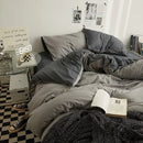 Axyaa Double Washed Cotton Bedding 4pc Set - High Quality Solid Color Premium Bed Linen