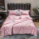 Axyaa Ice Silk Embroidered Quilt Set - Luxury European Style Cooling Blanket