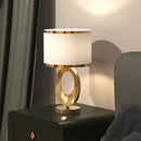 Axyaa Modern Brass Iron Desk Lamp With White Fabric Shade