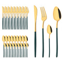Axyaa Gold Stainless Steel Cutlery Set - 40Pcs Western Dinnerware Tableware Set