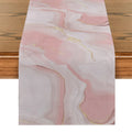Pink Champagne Gold Textured Table Runner by Axyaa: Elegant Grey Marble Design for Stylish Tables