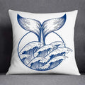 Axyaa Blue Mermaid Sailor Marines Polyester Pillowcase Home Office Decor