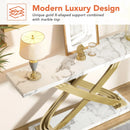 Axyaa 55" Faux Marble Gold Console Table - Modern Narrow Sofa Entryway Couch Table