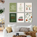 Bohemian Christmas Ho Ho Ho Canvas Print Set for Modern Living Axyaa