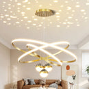 Axyaa Starry Sky Projection LED Chandelier with Remote Control - Black & Golden