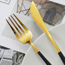 Axyaa Gold Western Tableware Set: 6pcs/30pcs Stainless Steel Knife, Fork, Spoon
