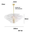 Axyaa Glass Flower Petal Chandelier - Bronze Metal Dining Table Hanging Lamp