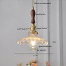 Axyaa Green Glass LED Pendant Lamp with Copper Wood Handle