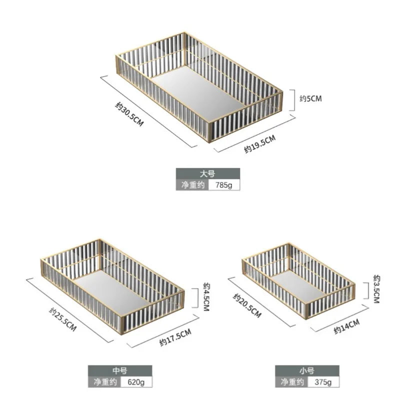 Striped Glass Storage Tray for Dresser Organization by Axya