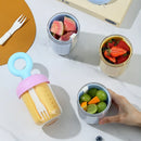 Axyaa Portable Dopamine Fruit Cup with Fork - Outdoor Leak-proof Double Layer Yogurt Cup