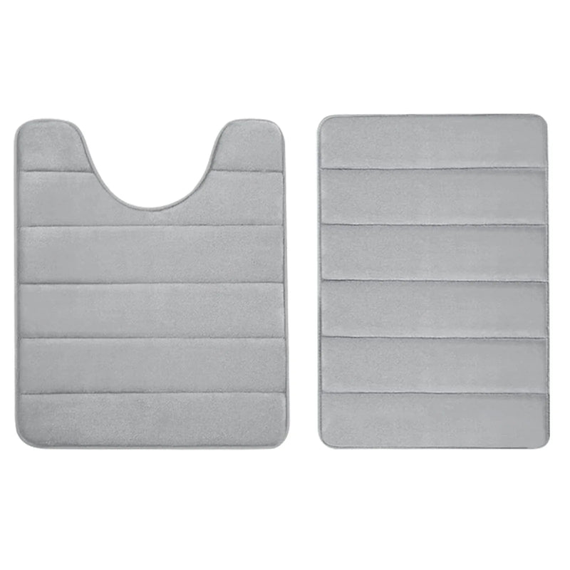 Axyaa Memory Foam Bathroom Rug Set: Non-Slip, Absorbent, Soft U-Shaped and Rectangle Mats