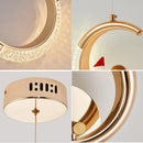 Axyaa Modern LED Pendant Lights Moon Ring Acrylic Alloy Indoor Ceiling and Wall Lamps for Home Decor