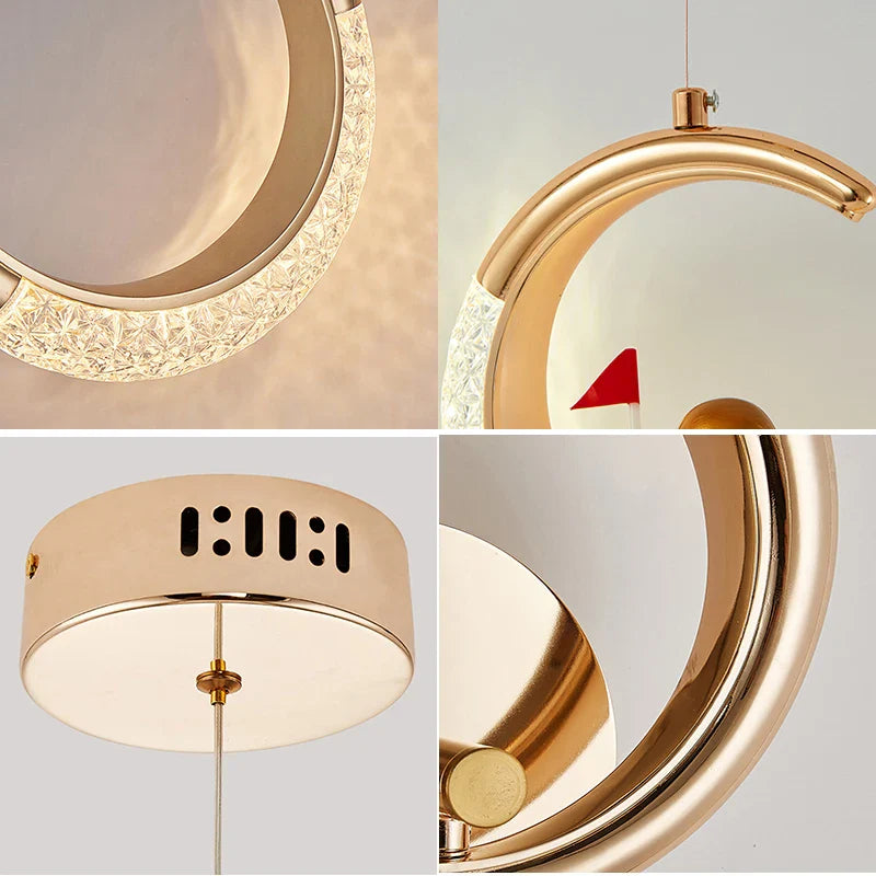 Axya Acrylic LED Pendant Moon Ring Ceiling Wall Lamps Lustre Home Lighting