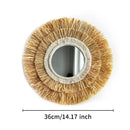 Axyaa Raffia Circle Wall Mirror Farmhouse Decor for Living Room Bedroom