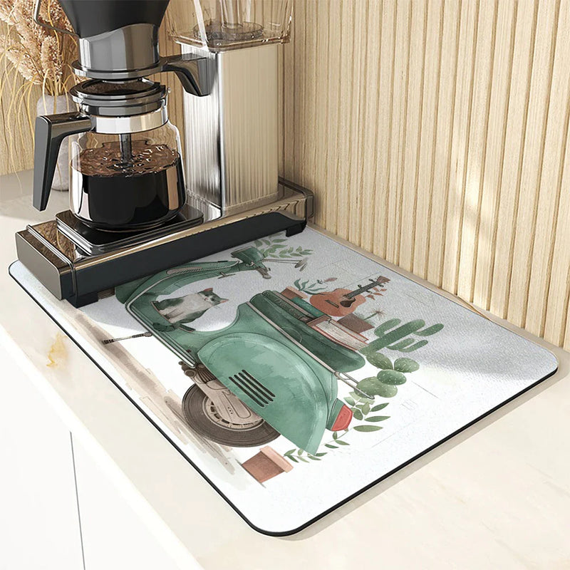 Axyaa Watercolor Lines Absorbent Kitchen Mat
