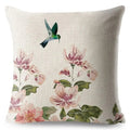 Axyaa Vintage Floral Bird Linen Cushion Cover - 45*45cm