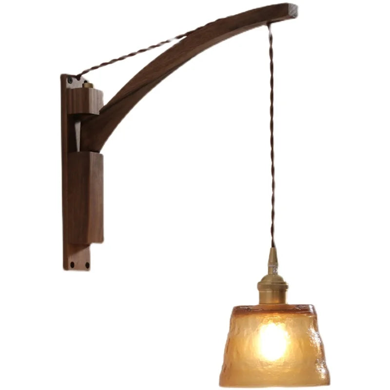 Axyaa Nordic LED Wall Sconce Walnut Copper Stair Light - Modern Home Decor