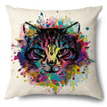 Axyaa Cartoon Kitty Cat Linen Pillowcase for Bed, Couch, and Sofa Décor