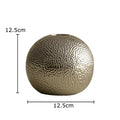 Axyaa Golden Hammer Ceramic Vase Round Flower Pots Aesthetic Room Decor