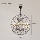 Axyaa Iron Chandelier with Crystals: Retro Loft Globe Lighting for Dining Room & Clothing Store