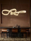 Axyaa Crystal Ribbon Luxury Chandelier Pendant Light - Modern Designer LED Ceiling Lamp