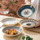 Axyaa 8-Inch Ceramic Japanese Dining Serving Plates, Set of 4