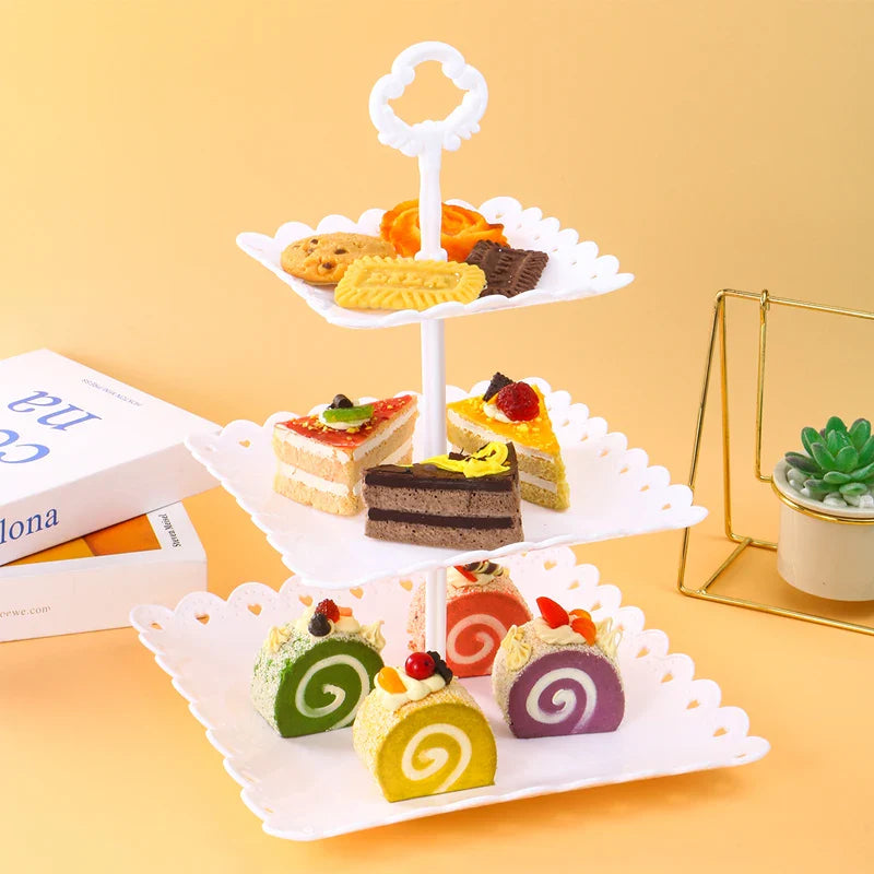 Axyaa 3-Layer Fruit Tray for Party Desserts, Snacks, and Fruits