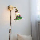 Axyaa Flower Glass LED Wall Sconce Pull Chain Switch Rotatable Mirror Light