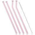 Axyaa Glass Straw Set - 4pcs Milk Tea Juice Cocktail & Brush, Bar Accessories