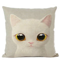 Axyaa Cute Animal Big Eyes Dog Funny Cat Throw Pillow Cover Home Decor Cotton Linen