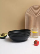 Axyaa Black Plastic Large Bowl - Reusable Salad/Cereal Bowl, Microwave & Dishwasher Safe
