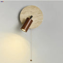 Axyaa Wabi Sabi LED Wall Lamp Sconce Pull Chain Switch Wood Rotate Mirror Light