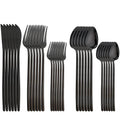 Axyaa 30-Piece Stainless Steel Cutlery Set, Black Mirror Flatware, Western Tableware