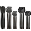 Axyaa 30-Piece Stainless Steel Cutlery Set, Black Mirror Flatware, Western Tableware