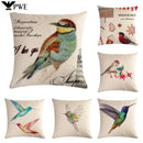 Axyaa Palm Bird Linen Cushion Cover - 45x45cm