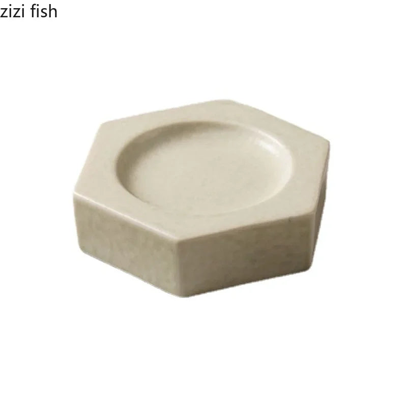 Axya Hexagonal Ceramic Dinner Plate: Molecular Cuisine Speciality Tableware